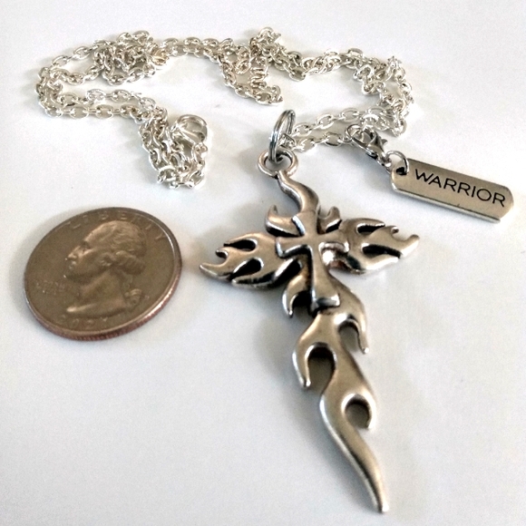 COPY - Handmade Warrior Cross Necklace on 24" Stainless Steel Chain - Picture 4 of 6
